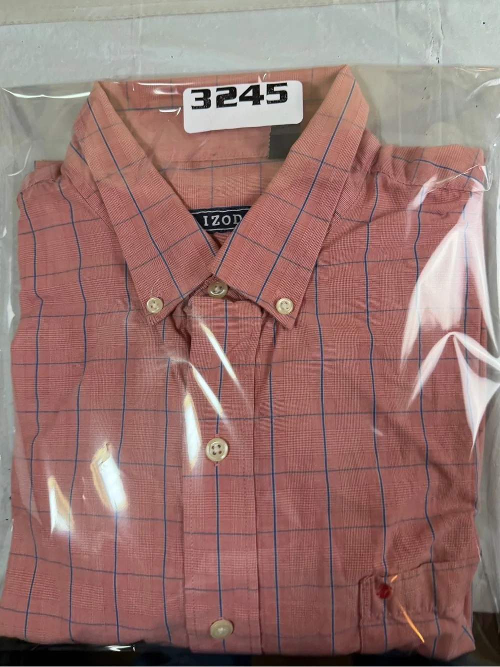 Izod‎ Pink Plaid Button-Down Shirt with Blue Windowpane